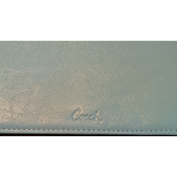 COACH Light Blue Leather Checkbook Holder - Picture 2 of 6